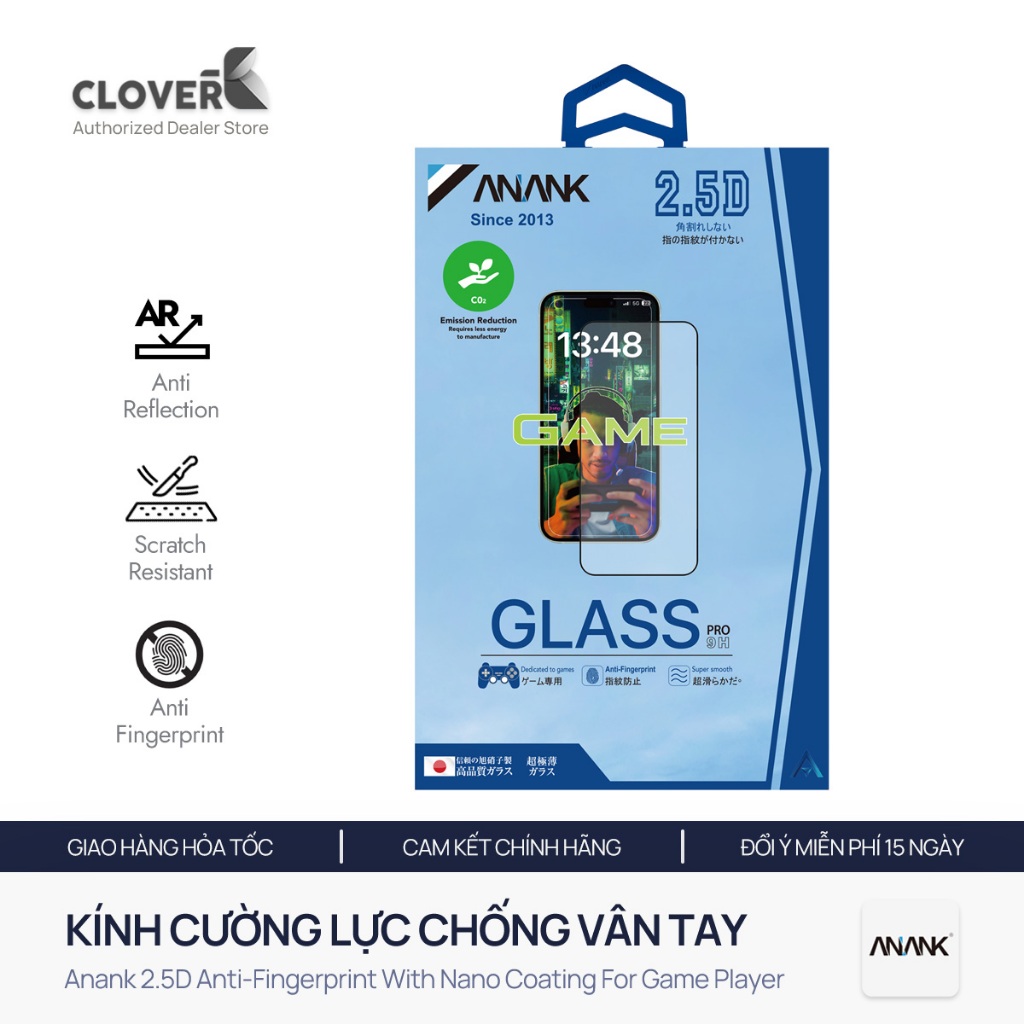 Kính Cường Lực Nhám Anank - Chống Vân Tay / Game Mượt - Dành Cho iPhone 12-17 - CloverB