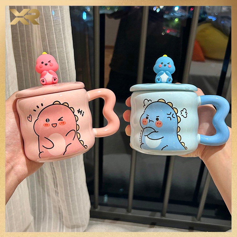 quà tặng Ly sứ uống nước hình khủng long 400ml quà tặng cho bạn Hộp quà cao cấp KLB01