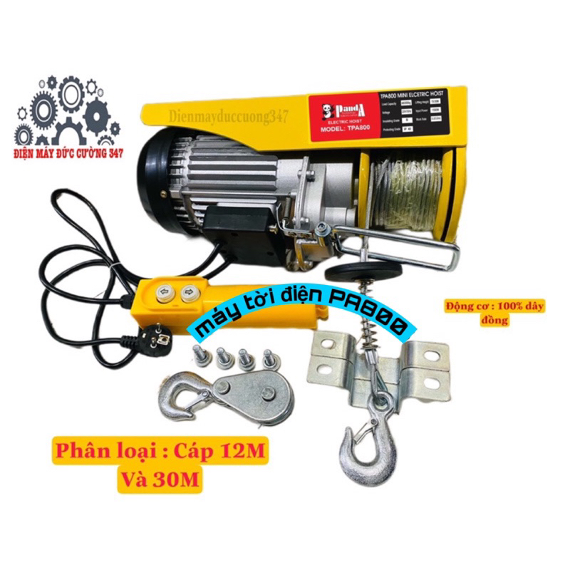 Máy tời điện pa800- 12M-20M-30M / Máy Tời Treo / Máy Tời dây đồng 100%