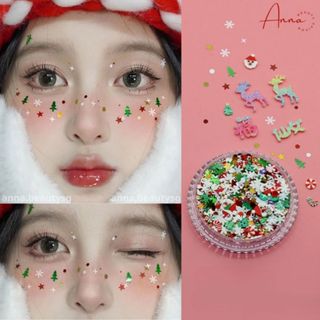 Đá đính Noel Giáng sinh make up - kim tuyến trang điểm cho mặt, mắt, tóc, cơ thể nhiều họa tiết lấp lánh
