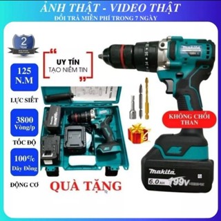 Máy Khoan Pin MakiTa - Máy khoan pin cầm tay Lõi Đồng 100% Không Chổi Than Có Búa Khoan 3 Chức Năng - Điện Máy Tuấn Khôi