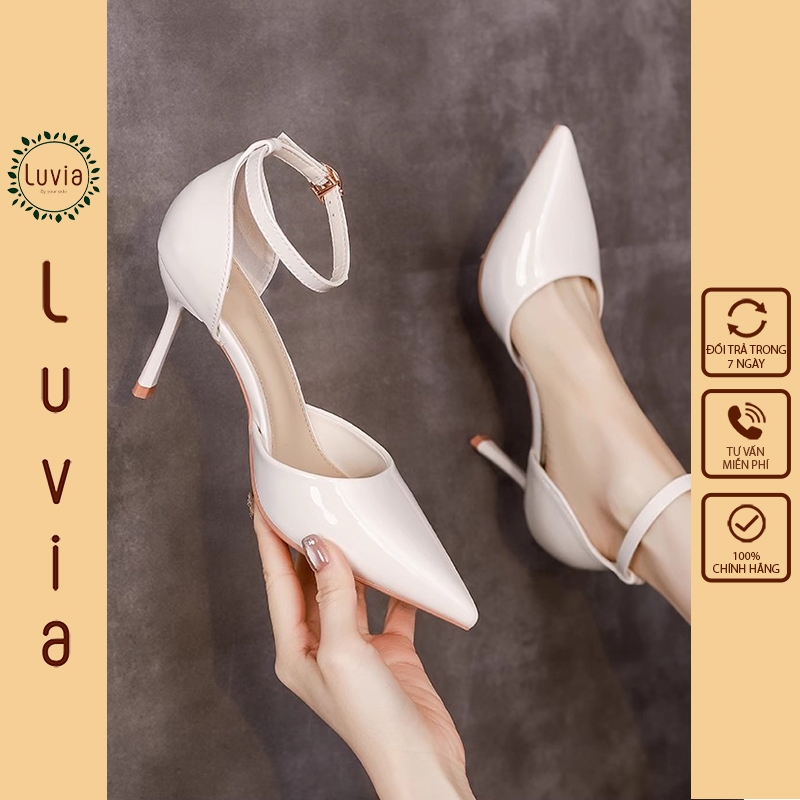 Giày cao gót 8 phân gót nhọn mũi sục da bóng sang trọng Luvia 168CG