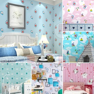 10m giấy dán tường hoạt hình sẵn keo chống ẩm nhều mẫu Doraemon KItty trẻ em (10m x 45cm /cuộn)