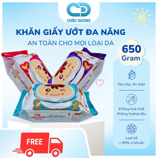 Thùng 10 gói khăn ướt Chiêu Dương 650gr - Không mùi - An toàn cho da bé