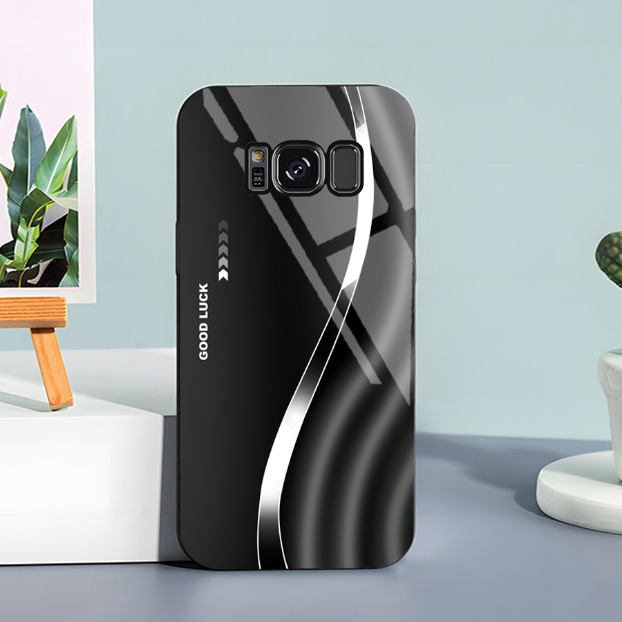 Ốp Lưng cho SAMSUNG GALAXY S8, S8 PLUS Mặt kính cường lực, cao cấp Họa tiết GOOD LUCK