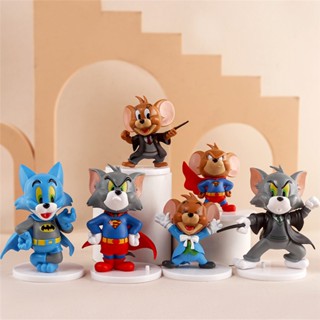 Bộ 6 Mô Hình Tom & Jerry Cosplay Batman, Superman, Harry Potter Siêu Cute, Mô Hình Cao 9cm, Decor Trang Trí, Bộ Sưu Tập