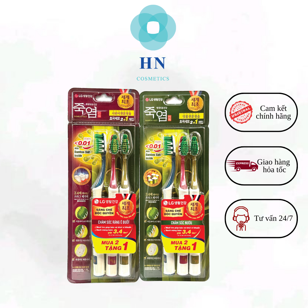 Bàn chải đánh răng Bamboo Salt Vỉ 2+1