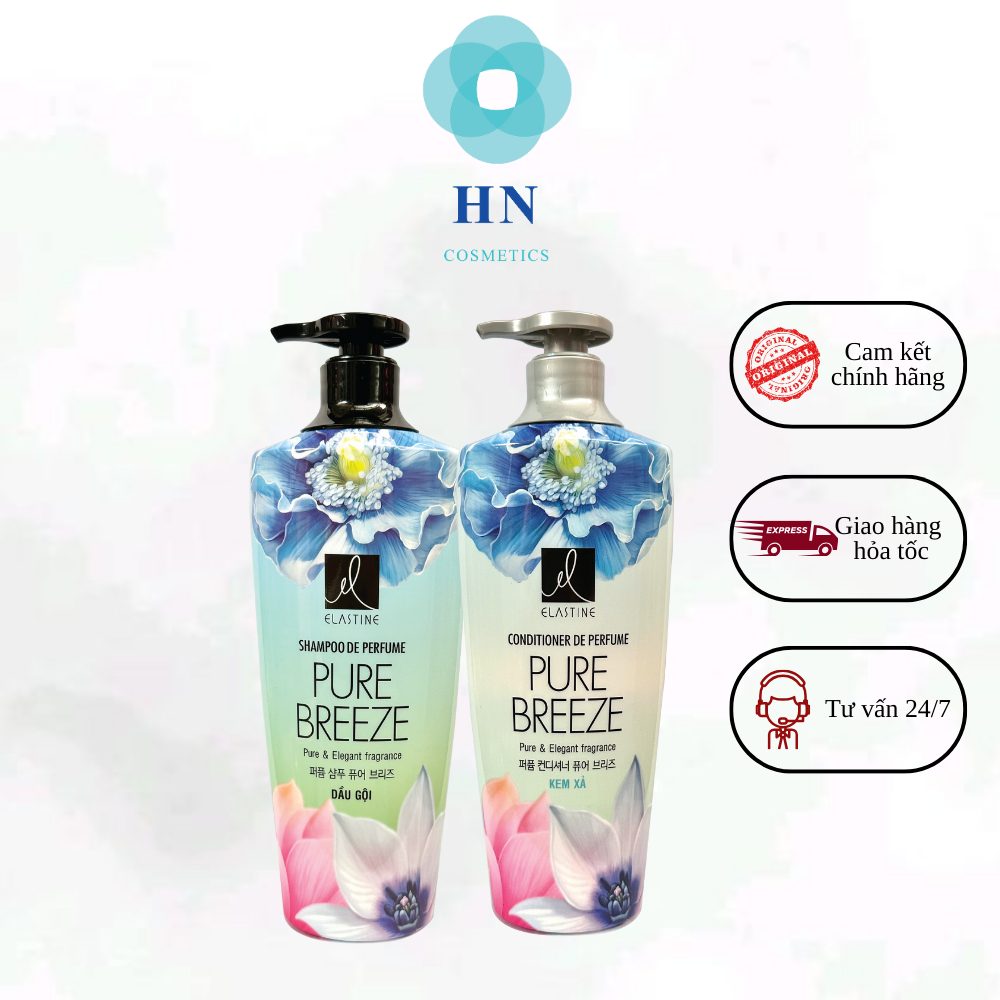Combo gội và xả nước hoa Elastine Pure Breeze 600ml