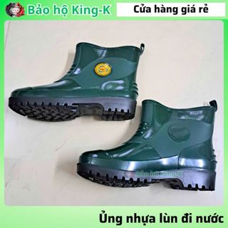 Ủng cao su thấp cổ xanh rêu chống trơn trượt-Nhựa PVC-cao 17cm-Theo Tiêu chuẩn: TCVN 6410:1998.