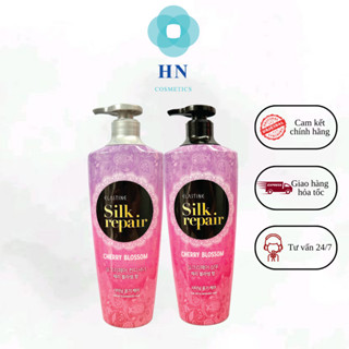Combo Dầu gội kem xả nước hoa Hàn Quốc Elastine Silk Repair Hoa Anh Đào 550ml