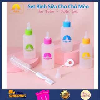 Bộ Bình Sữa Cho Chó Mèo Nhựa PP An Toàn, Tiện Lợi Dung Tích 60ml