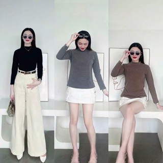 Áo giữ nhiệt nữ dài tay thun cổ cao co giãn 4 chiều chất  lót nỉ lông thỏ 2 mặt mềm mịn cực ấm local brand