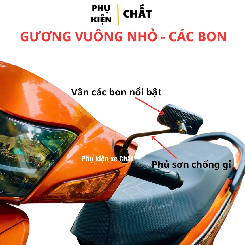 Gương xe máy thời trang kiểu vuông nhỏ mini lắp xe sh, sh mode, vision, ab, yamaha, wave, xe máy điệ