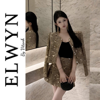  Set Áo Khoác Dạ Tweed Cao Cấp Mix Chân Váy Dạ Chữ A Phong Cách Sang Trọng Tiểu Thư Mặc Tết Đi Tiệc Elwyn TA3016 