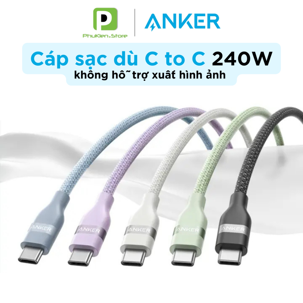 [BH 12 TH] Cáp sạc Anker Nano USB C to C PD 240W Nylon Fast Charging Type C (bio-based)