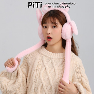 Chùm tai gấu PITI dễ thương có âm thanh bịt tai mèo chất liệu sợi polyester mềm dễ dàng phối đồ mùa đông