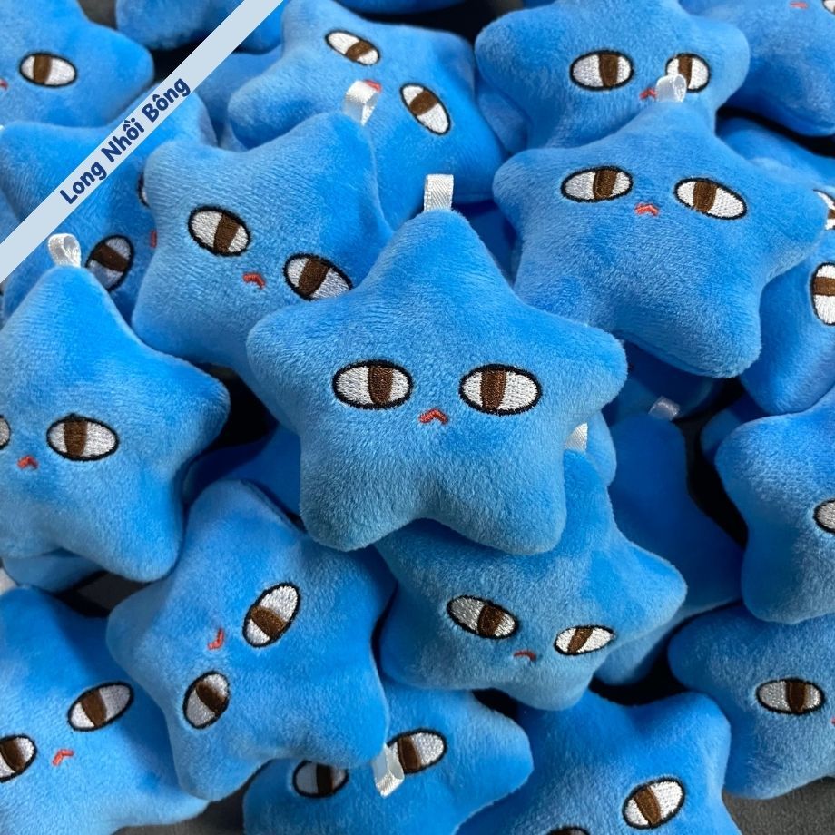 Móc khóa ngôi sao Kenma nhồi bông màu xanh biểu cảm vô tri dùng trang trí size 8cm