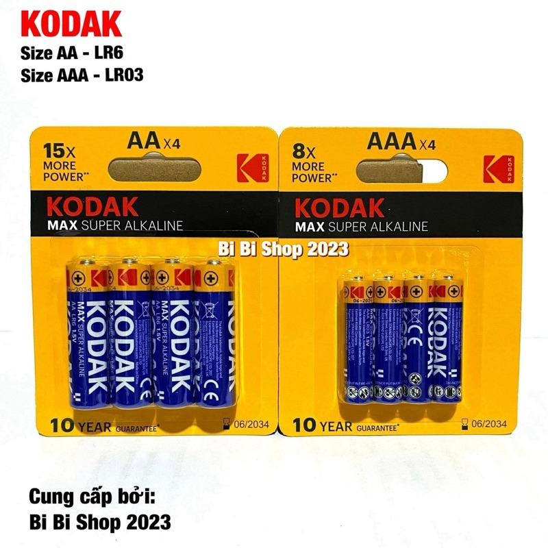 Pin AA / AAA KODAK (LR6/LR03) Alkaline 1.5V Loại Tốt Hàng Chính Hãng