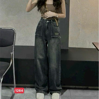 Quần jean nữ ống rộng, quần baggy jean cottong quần bò nữ cạp cao nhiều mẫu bi shop173 ms1264