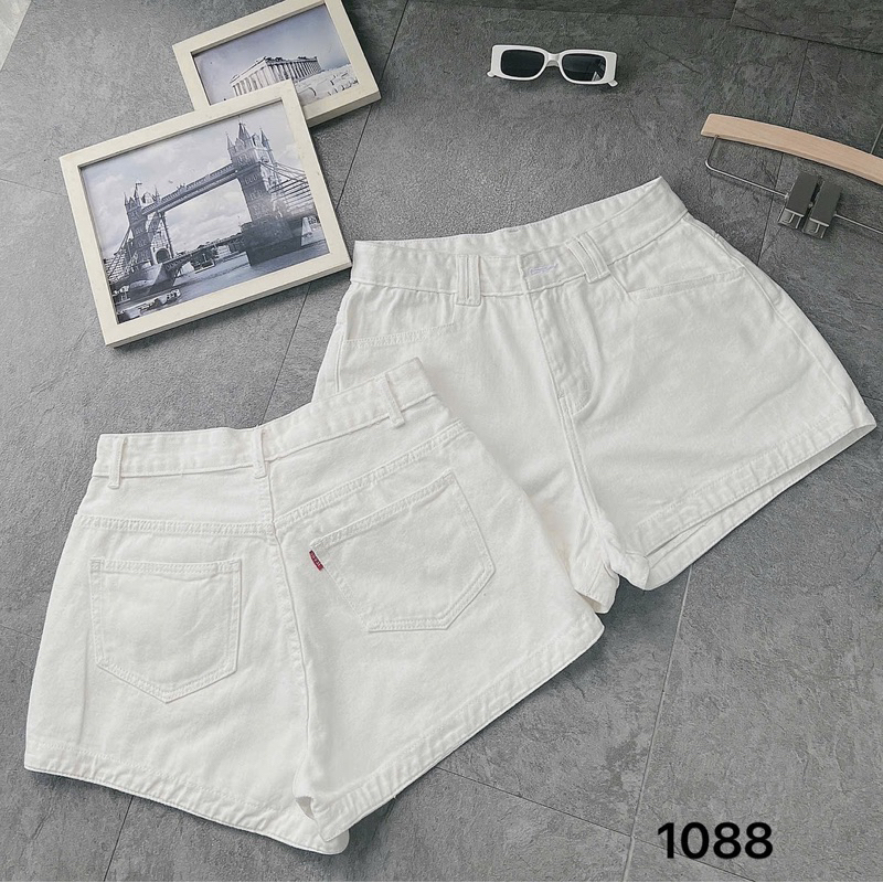 Quần Đùi Nữ Bigsize 40-85kg, Quần Short Jean Ngắn Cạp Cao Dáng Ngắn Màu Trắng Sữa MS10880 | BigBuy360 - bigbuy360.vn