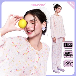 UNRÊVE BUNNYBAE Bộ Đồ Ngủ Dài Set Đồ Mặc Nhà Nữ Cao Cấp Pijama Cotton Pyjama Thời Trang