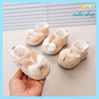  Giày búp bê lót nhung đế mềm chống trượt cho bé sơ sinh đầy tháng giày tập đi mùa đông cho bé phong cách hàn quốc 