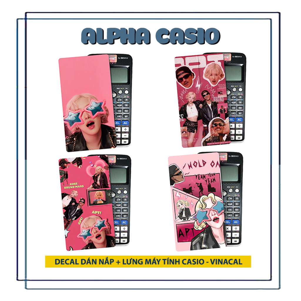 [ROSÉ & Bruno Mars] Miếng dán decal Blackpink nắp và mặt sau cho máy tính casio fx 580 vnx 570vnplus