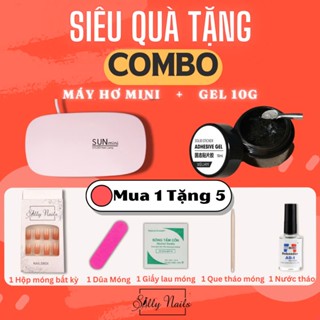 COMBO  Gel hũ + Máy Hơ Mini    TẶNG BỘ MÓNG MÀU THẠCH và NƯỚC THÁO MÓNG SIÊU HOT!!! gắn nailbox Sally Nails Siêu Bền 