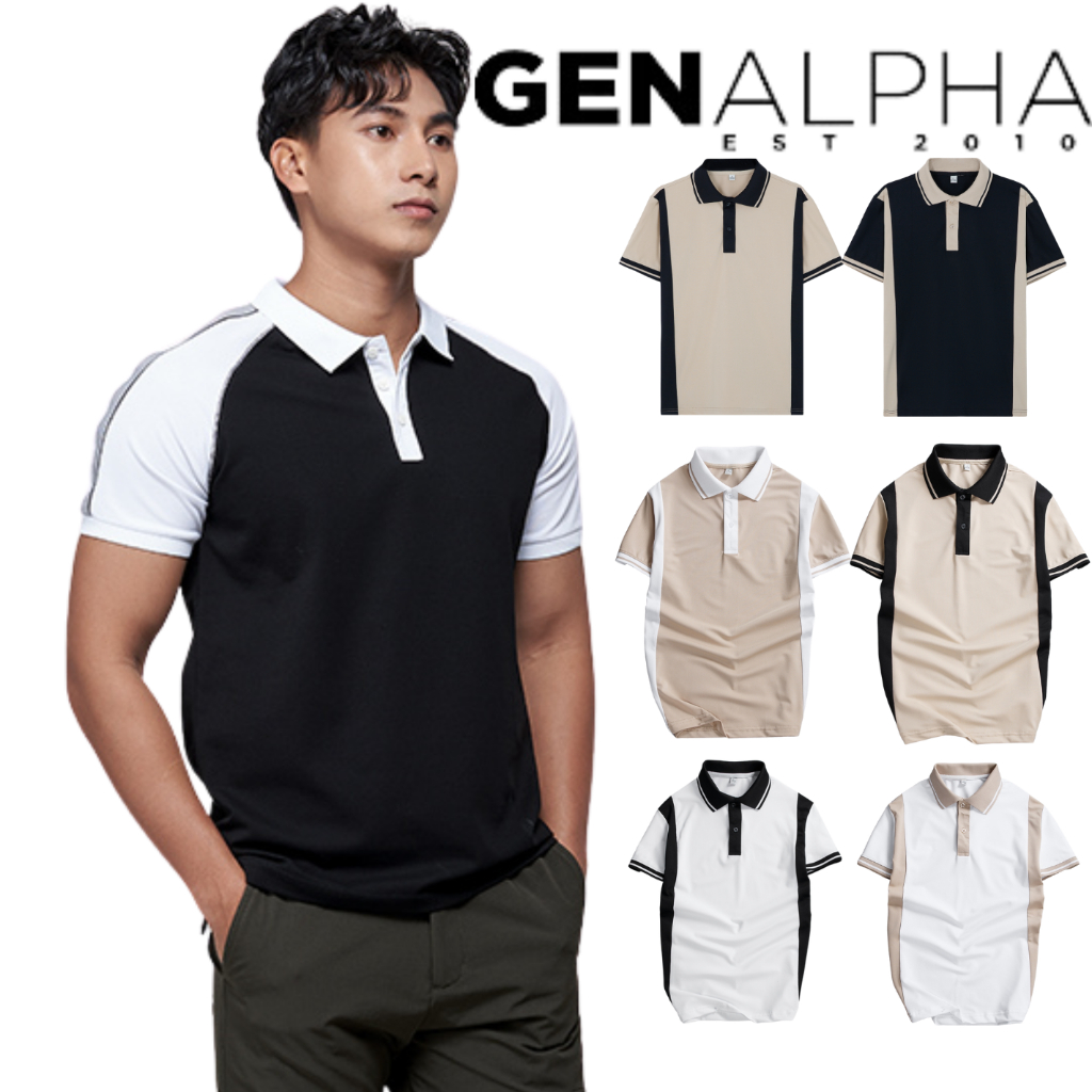 Áo Polo Nam GEN ALPHA Cá Sấu Vải Mềm Vai Tay Vàng Cao Cấp GEN565