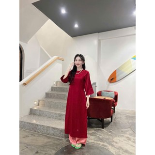 Áo dài gấm xước kèm quần 40-55kg