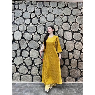 Áo dài gấm xước kèm quần 40-55kg