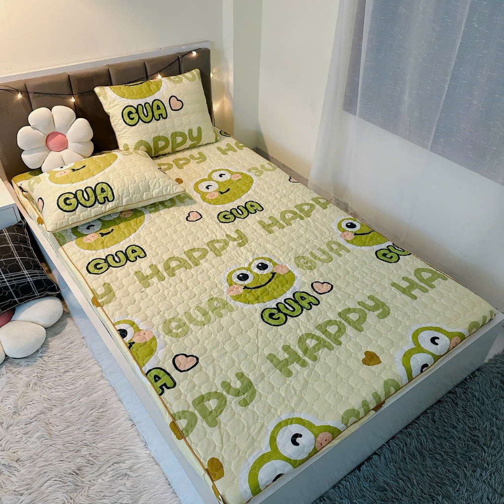 ( 1M ) Ga Chun Trần Bông Cotton Poly size 1m, 1m2 Ga Trải Giường bo chun bọc nệm, ga giường kí túc x