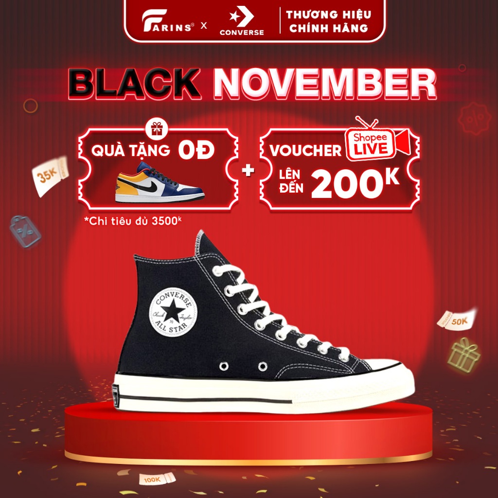 Giày Convers Chuck 70s Cổ Cao Chính Hãng Cho Nam Nữ, Covers High Black White