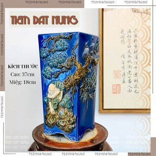  Chậu Gốm La Hán màu Coban Bonsai Cỡ Lớn Trồng Cây Cảnh chậu gốm Bát Tràng  | Tiệm Đất Nung 