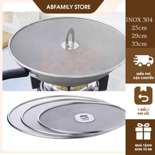 Nắp Lưới Inox Đậy Chảo Chắn Văng Dầu Mỡ 3 Size, Tấm Lưới Đậy Chảo Có Núm Tay Cầm