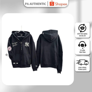 (Auth) Áo Khoác Hoodie Nỉ Khóa Kéo Zip New Era x MLB NY New York Yankees Đen và Be CODE: 14397961 14397961