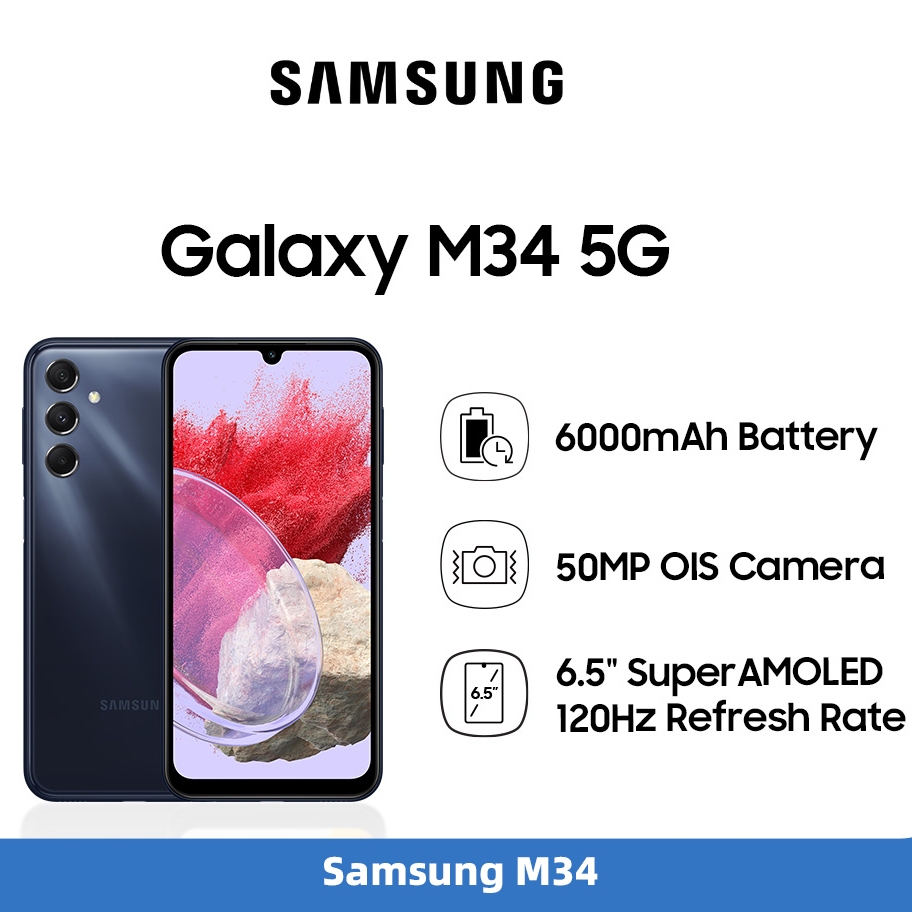 Điện thoại di động thông minh hoạt sim kép Samsung M34 mới với toàn màn hình Phụ kiện