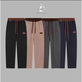 Quần Nỉ Dài Nam Mác Da Cạp Nâu UMA - Quần Nam Ống Suông chất nhung tăm dày dặn, quần thể thao khoẻ khắn (UMA STORE OR)