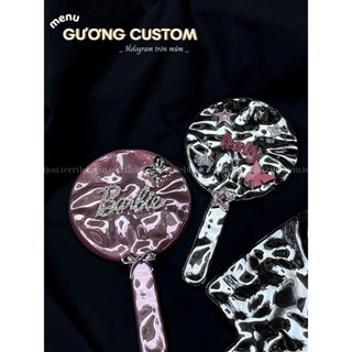 [CUSTOM RIÊNG] Gương cầm tay tròn hologram phong cách Y2K custom theo yêu cầu