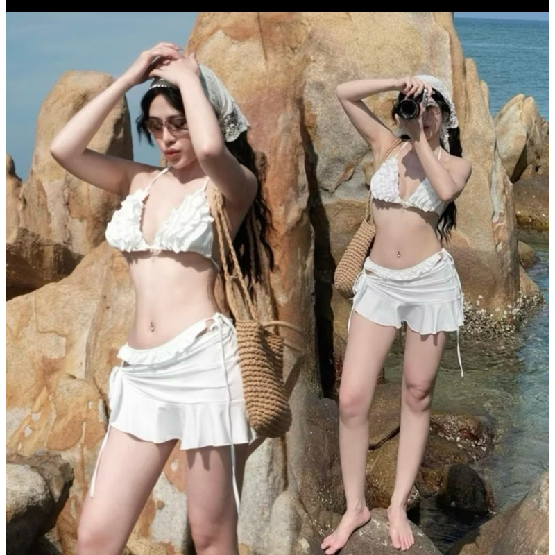 Bikini 2 Mảnh L&L BIKINI Bèo Nhún Kèm Váy Quấn Co Giãn 4 Chiều Tôn Dáng Nữ Tính | BigBuy360 - bigbuy360.vn
