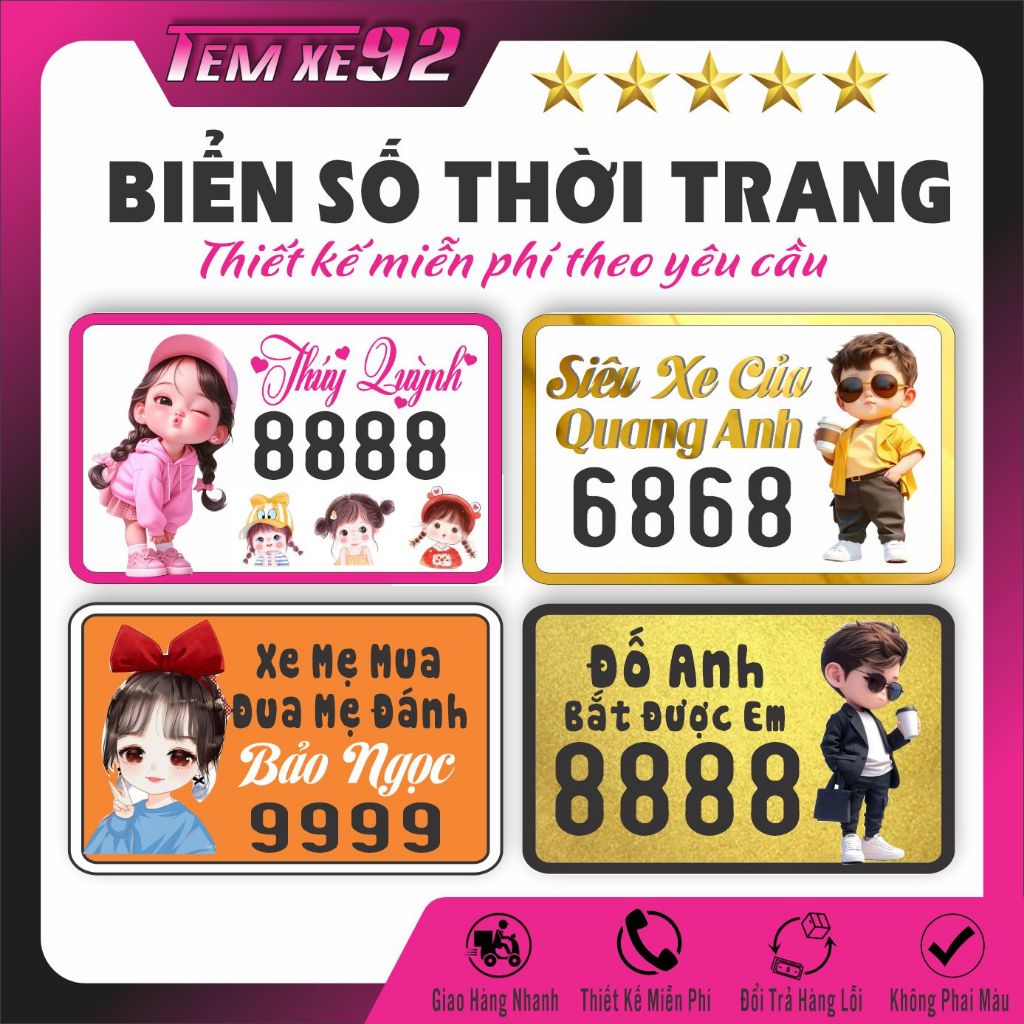 (CÓ KHUNG CAO CẤP) biển xe điện thời trang VC, K1, Xmen, Yadea...