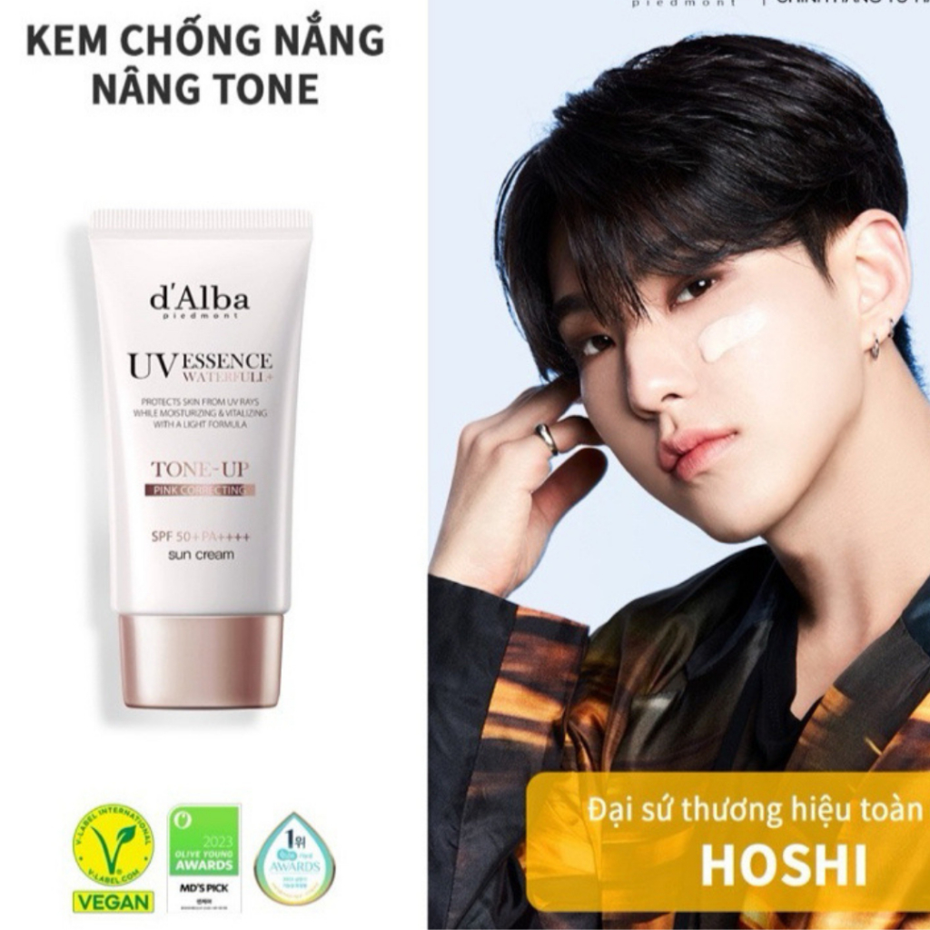 Kem Chống Nắng D Alba Thuần Chay Nâng Tone Trắng Hồng D'Alba Waterfull Tone-up Sun Cream SPF 50+ 50ml