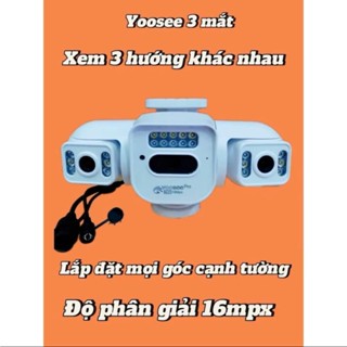 Camera yoosee wifi ngoài trời 16.0mpx 3 mắt xem 3 màn hình góc cố định, đàm thoại 2 chiều, xem đêm có màu