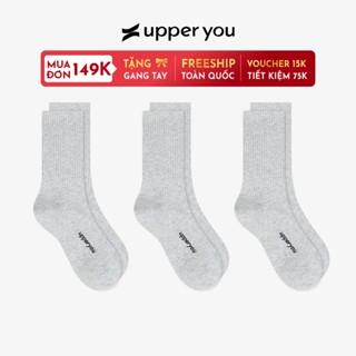 [Combo 3] Tất Vớ Nam Nữ Cổ Cao Màu Xám Trơn UPPER YOU Cotton Tự Nhiên Êm Ái Dày Dặn Thoáng Khí - MIX GÂN XÁM