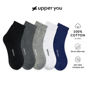 Tất Vớ Nam Cổ Trung UPPER YOU Cotton Tự Nhiên Êm Ái Dày Dặn Thoáng Khí Khử Mùi - BSM3001
