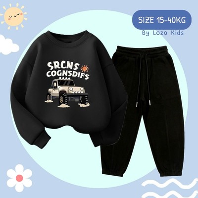 Bộ thu đông bé trai (Áo nỉ + quần nỉ) size từ 15-40kg - Bộ nỉ bé trai Loza Kids BN181