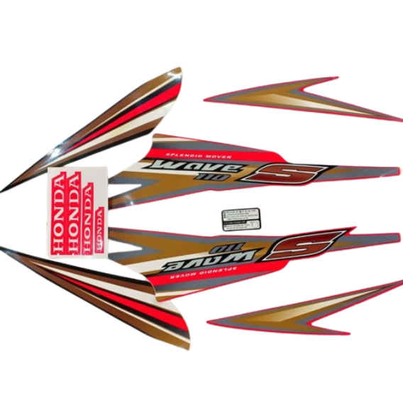 Bộ tem xe Wave S110 dán sườn xe đời 2009 đến 2010 màu Đỏ - Tem 3 lớp