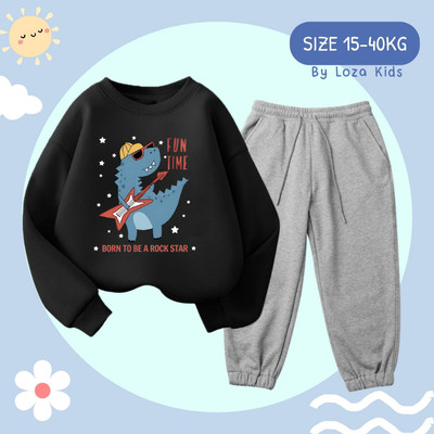 Bộ nỉ cho bé trai in chất liệu nỉ bông - Bộ thu đông bé trai (Áo nỉ + quần nỉ) size từ 15-40kg Loza Kids BN183