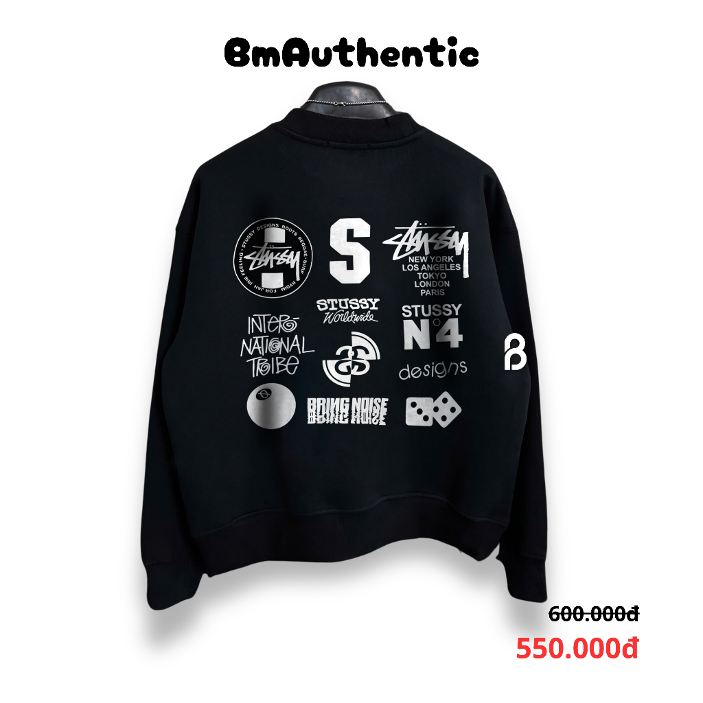 [HIGH QUALITY]  Áo Sweater Stussy Logos Collage - BM Authentic