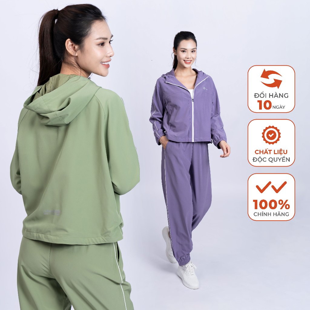  Bộ Gió Nữ Áo Khoác 2 Lớp + Quần Jogger Bo Chun LV24W04F501 Livan Sport Bộ Thể Thao Nữ Mùa Đông Gọn Gàng Năng Động 